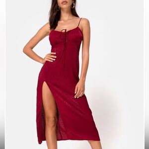 MOTEL raspberry satin midi dressi dress